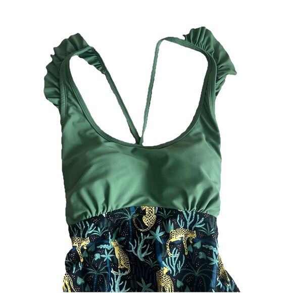 Ruffle Butts Women’s Cheetah Safari Print One Piece Bathing Swim Suit Medium - Picture 2 of 7